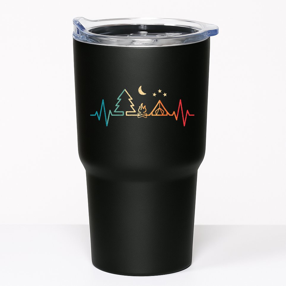 Retro Camping Outdoor Heartbeat Nature Camper Hiking Tumbler