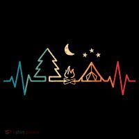 Retro Camping Outdoor Heartbeat Nature Camper Hiking Premium T-Shirt