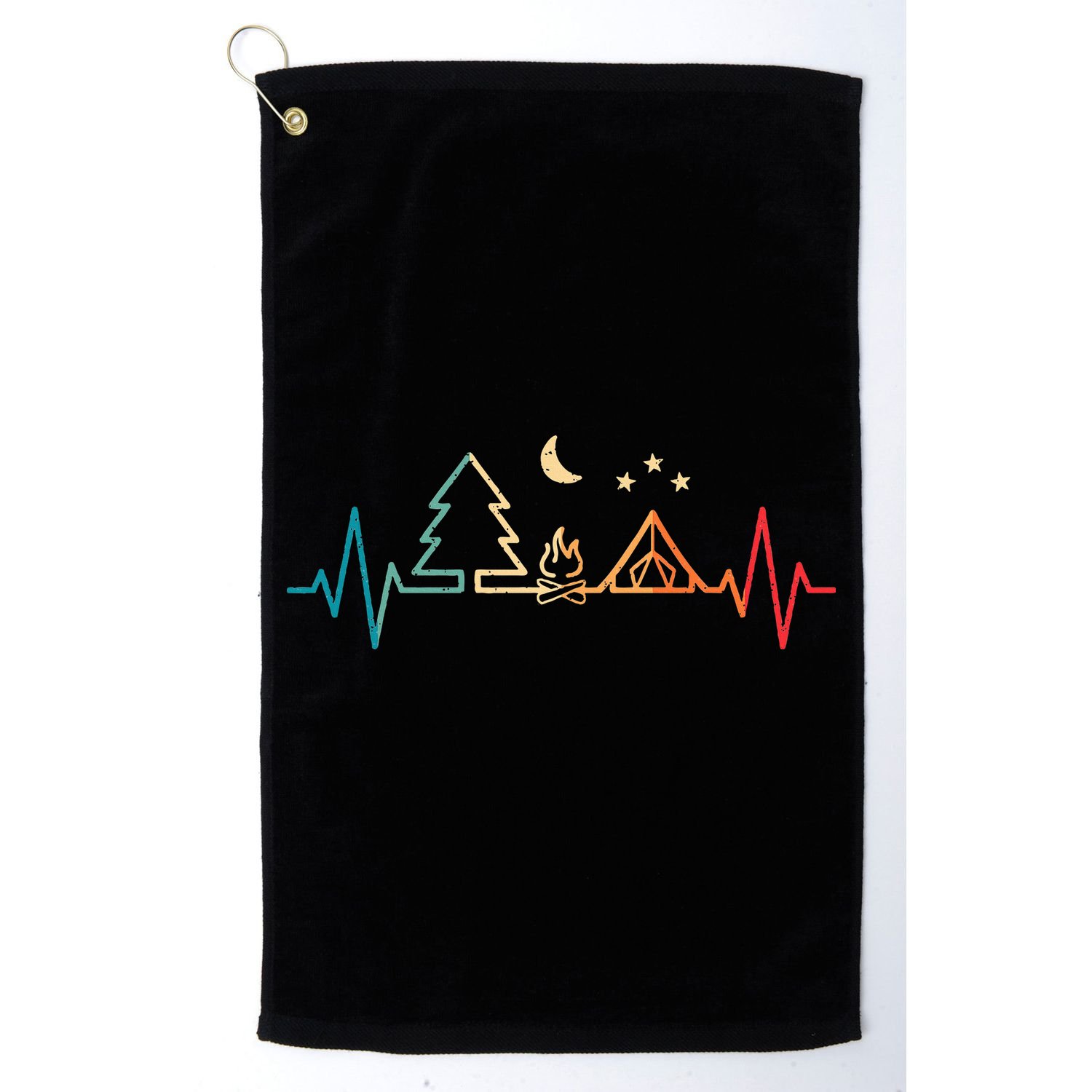 Retro Camping Outdoor Heartbeat Nature Camper Hiking Golf Towel