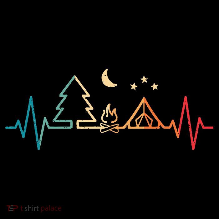 Retro Camping Outdoor Heartbeat Nature Camper Hiking Kids T-Shirt