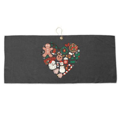 Retro Christmas Ornaments Large Microfiber Waffle Golf Towel