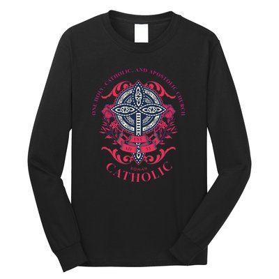 Roman Catholic One Holy Apostolic Cross Gift Long Sleeve Shirt