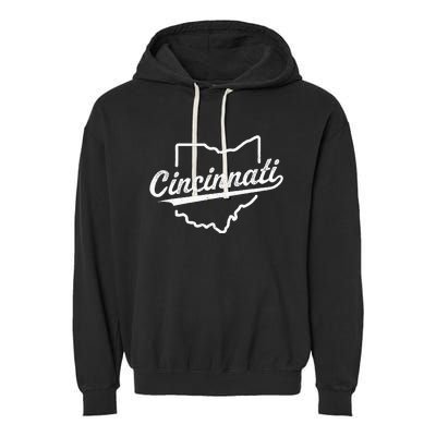 Retro Cincinnati Ohio 1788 Vintage Script Throwback Garment-Dyed Fleece Hoodie