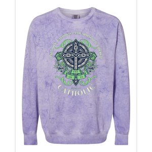 Roman Catholic One Holy Apostolic Cross Gift Colorblast Crewneck Sweatshirt