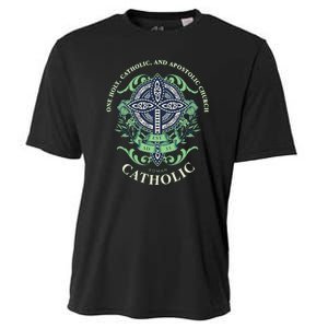 Roman Catholic One Holy Apostolic Cross Gift Cooling Performance Crew T-Shirt