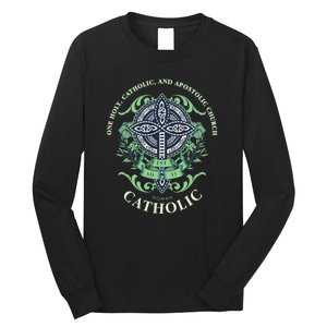 Roman Catholic One Holy Apostolic Cross Gift Long Sleeve Shirt