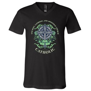 Roman Catholic One Holy Apostolic Cross Gift V-Neck T-Shirt