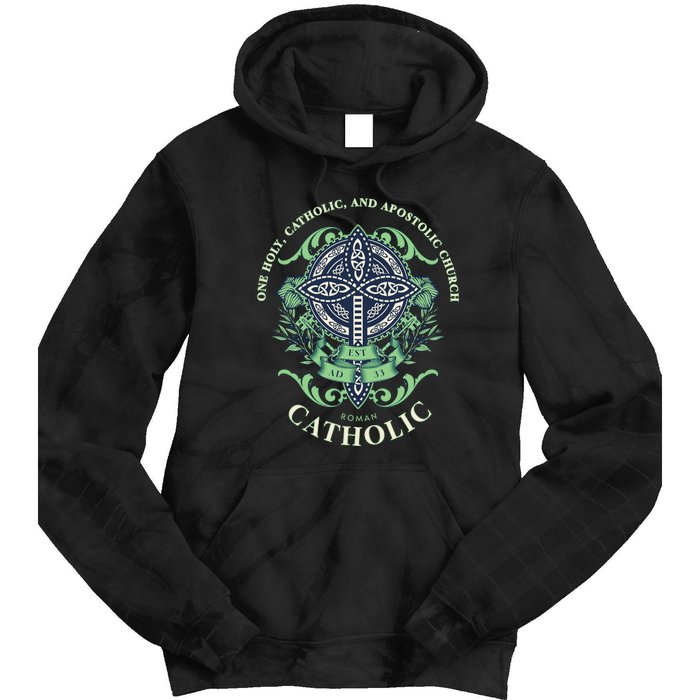 Roman Catholic One Holy Apostolic Cross Gift Tie Dye Hoodie