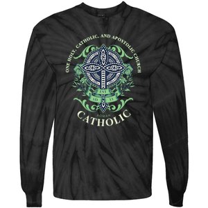 Roman Catholic One Holy Apostolic Cross Gift Tie-Dye Long Sleeve Shirt