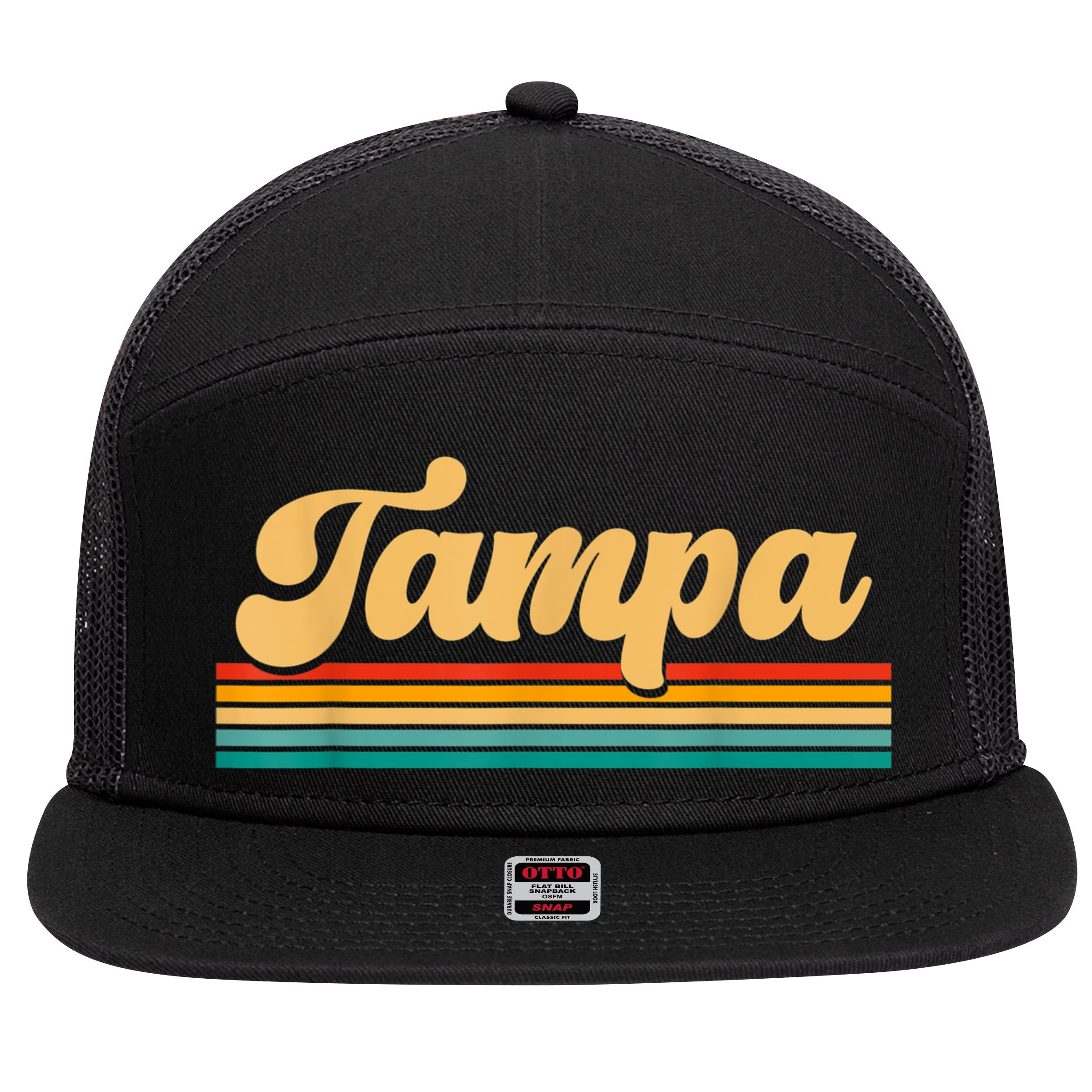 Retro City Of Tampa Florida 7 Panel Mesh Trucker Snapback Hat