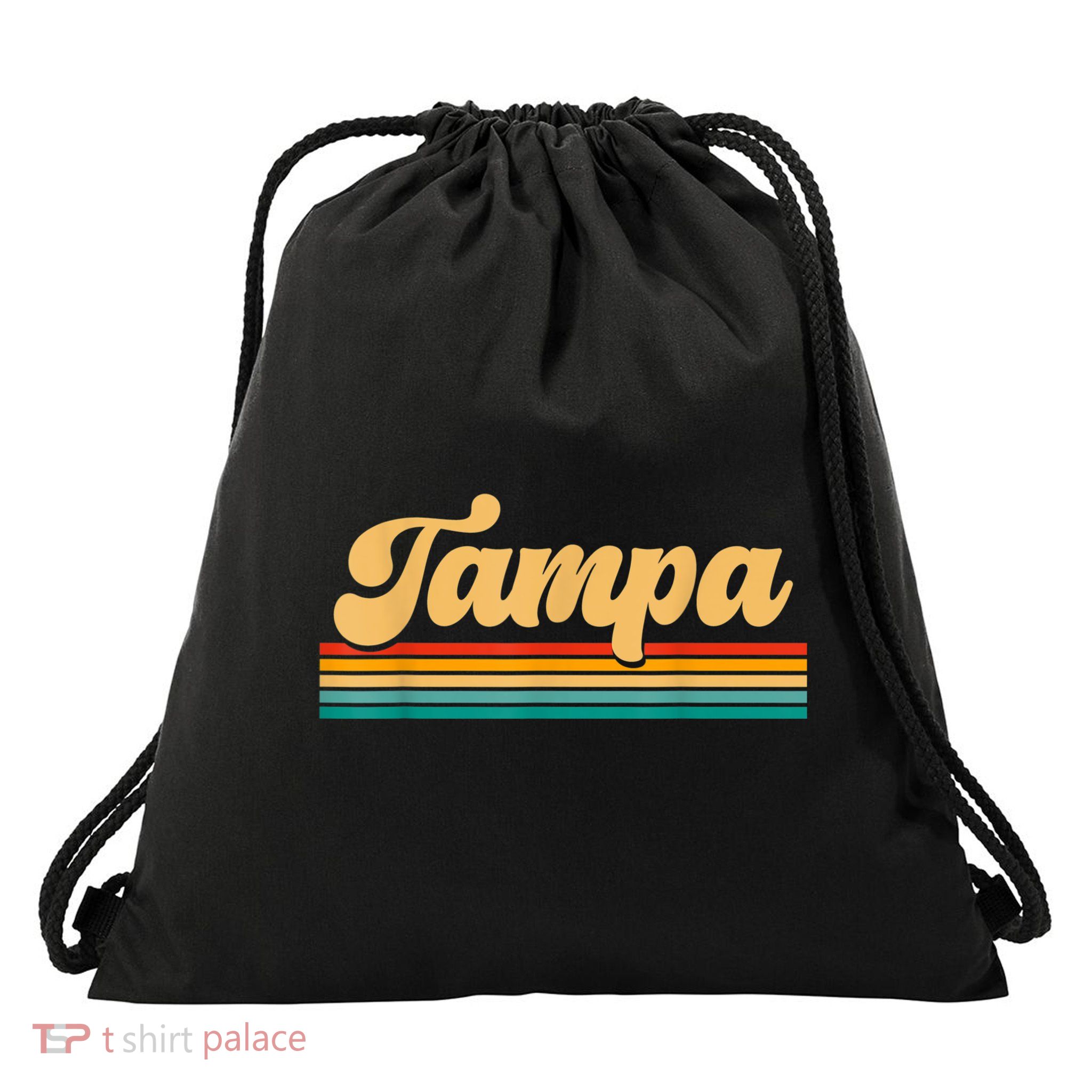 Retro City Of Tampa Florida Drawstring Bag