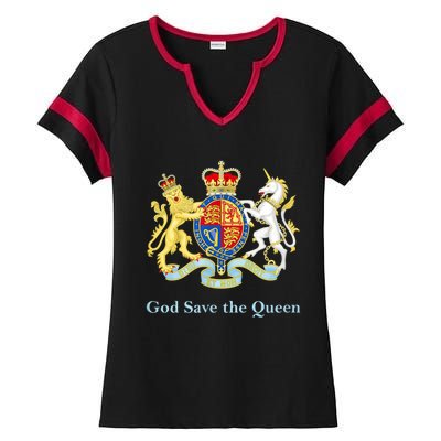 Royal Coat Of Arms, God Save The Queen Ladies Halftime Notch Neck Tee