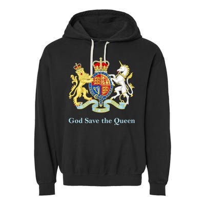 Royal Coat Of Arms, God Save The Queen Garment-Dyed Fleece Hoodie