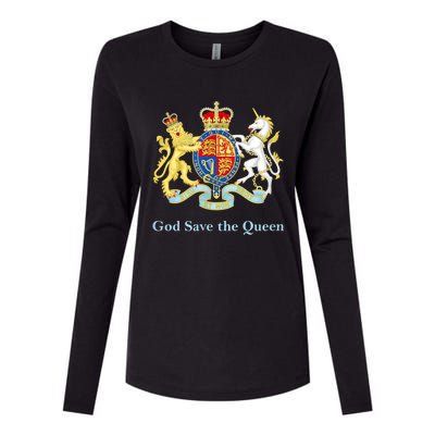 Royal Coat Of Arms, God Save The Queen Womens Cotton Relaxed Long Sleeve T-Shirt