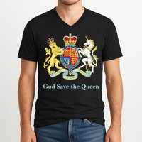 Royal Coat Of Arms, God Save The Queen V-Neck T-Shirt