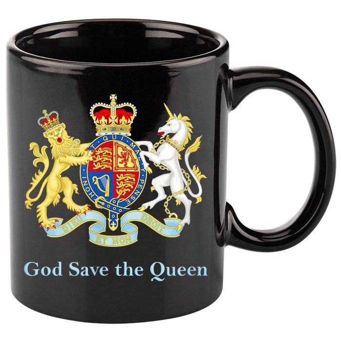 Royal Coat Of Arms, God Save The Queen 11oz C Handle Ceramic Mug
