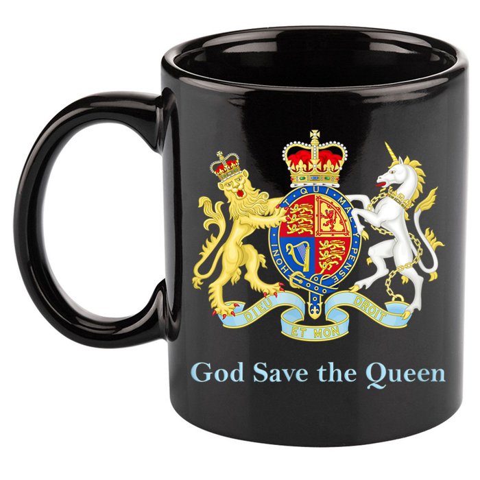 Royal Coat Of Arms, God Save The Queen 11oz C Handle Ceramic Mug