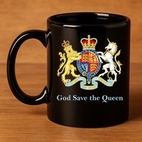 Royal Coat Of Arms, God Save The Queen 11oz C Handle Ceramic Mug