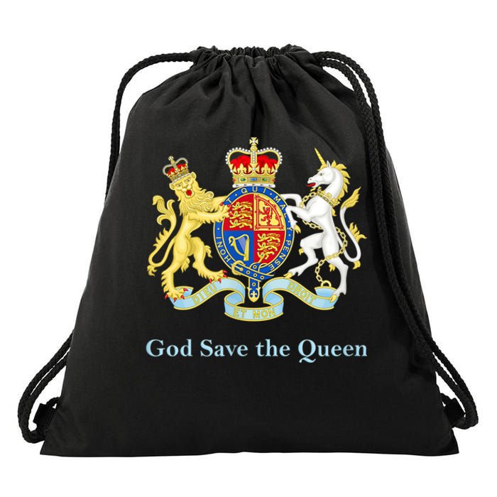 Royal Coat Of Arms, God Save The Queen Drawstring Bag