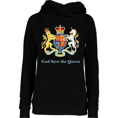 Royal Coat Of Arms, God Save The Queen Womens Funnel Neck Pullover Hood