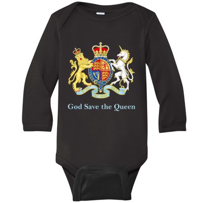 Royal Coat Of Arms, God Save The Queen Baby Long Sleeve Bodysuit