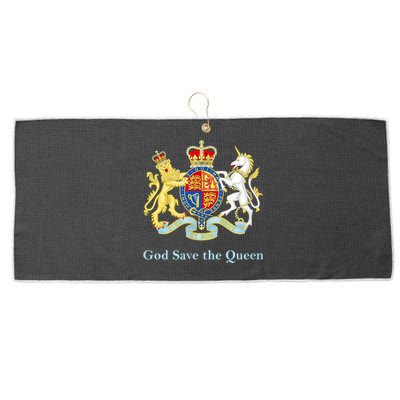 Royal Coat Of Arms, God Save The Queen Large Microfiber Waffle Golf Towel