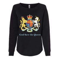 Royal Coat Of Arms, God Save The Queen Womens California Wash Sweatshirt