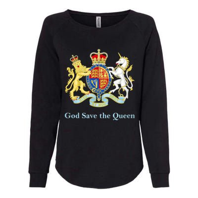 Royal Coat Of Arms, God Save The Queen Womens California Wash Sweatshirt