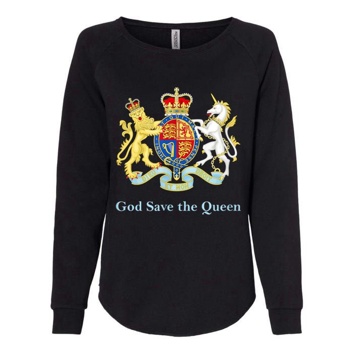 Royal Coat Of Arms, God Save The Queen Womens California Wash Sweatshirt