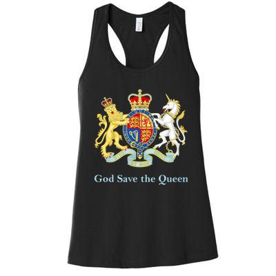 Royal Coat Of Arms, God Save The Queen Women's Racerback Tank