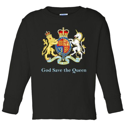 Royal Coat Of Arms, God Save The Queen Toddler Long Sleeve Shirt