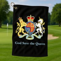 Royal Coat Of Arms, God Save The Queen Golf Towel