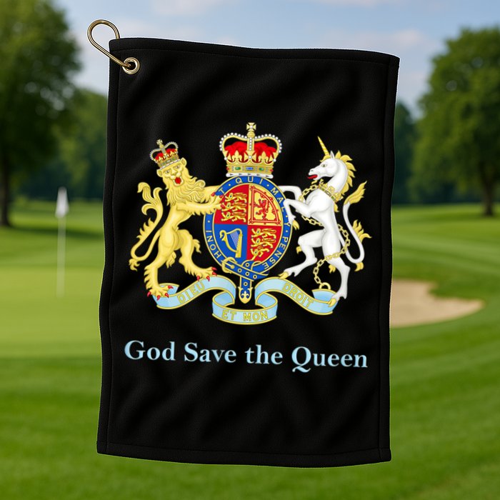 Royal Coat Of Arms, God Save The Queen Golf Towel