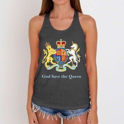 Royal Coat Of Arms, God Save The Queen Women's Knotted Racerback Tank