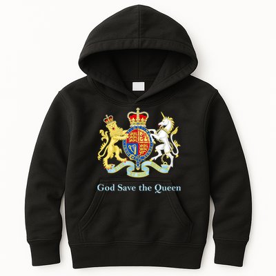 Royal Coat Of Arms, God Save The Queen Kids Hoodie