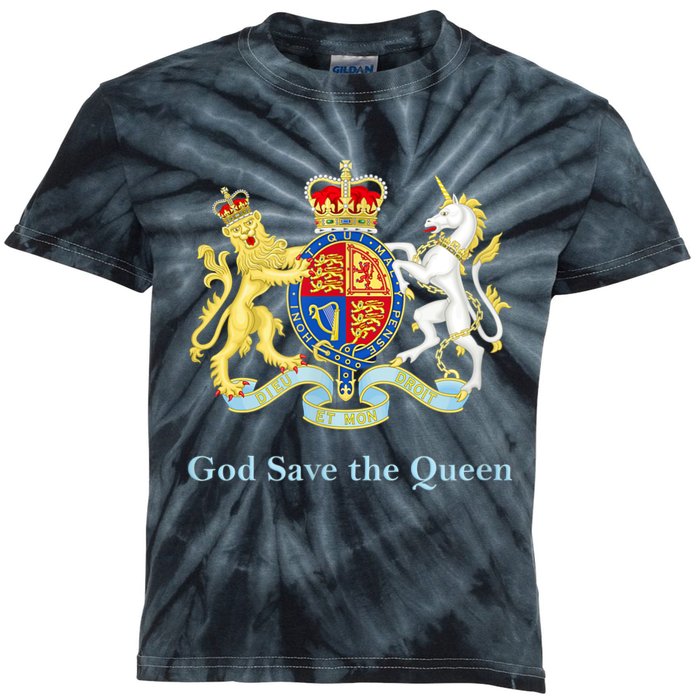 Royal Coat Of Arms, God Save The Queen Kids Tie-Dye T-Shirt