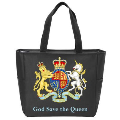 Royal Coat Of Arms, God Save The Queen Zip Tote Bag