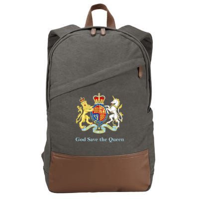 Royal Coat Of Arms, God Save The Queen Cotton Canvas Backpack