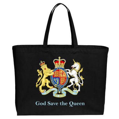 Royal Coat Of Arms, God Save The Queen Cotton Canvas Jumbo Tote