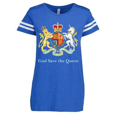 Royal Coat Of Arms, God Save The Queen Enza Ladies Jersey Football T-Shirt