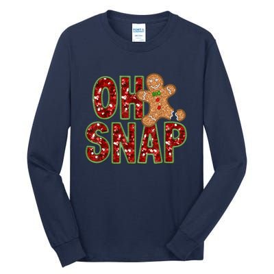 Red Cheerful Oh Snap Gingerbread Christmas Cute Xmas Tall Long Sleeve T-Shirt