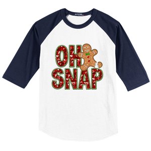 Red Cheerful Oh Snap Gingerbread Christmas Cute Xmas Baseball Sleeve Shirt