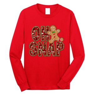 Red Cheerful Oh Snap Gingerbread Christmas Cute Xmas Long Sleeve Shirt