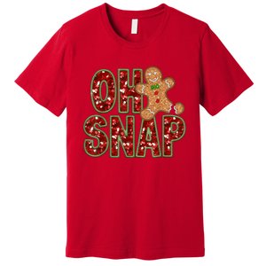 Red Cheerful Oh Snap Gingerbread Christmas Cute Xmas Premium T-Shirt