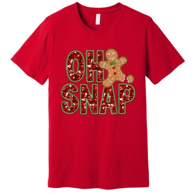 Red Cheerful Oh Snap Gingerbread Christmas Cute Xmas Premium T-Shirt