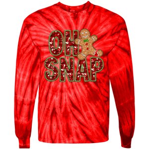 Red Cheerful Oh Snap Gingerbread Christmas Cute Xmas Tie-Dye Long Sleeve Shirt