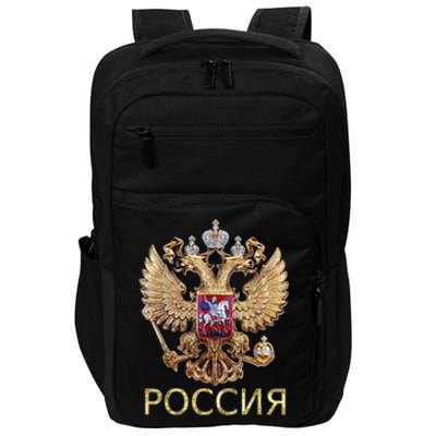 Russia Coat Of Arms Russian Flag In Russian Language Impact Tech Backpack