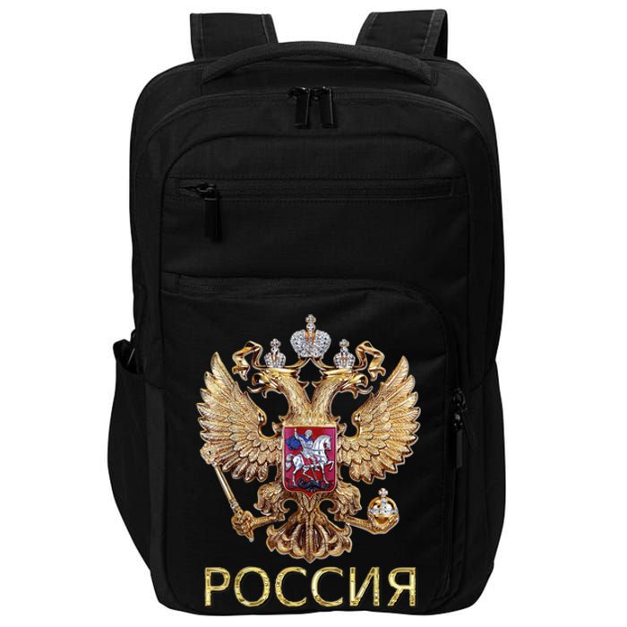 Russia Coat Of Arms Russian Flag In Russian Language Impact Tech Backpack