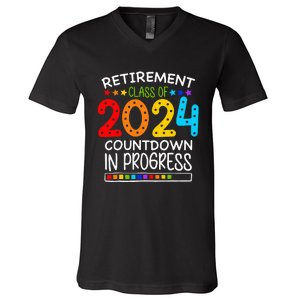 Retirement Class Of 2024 Teacher Countdown V-Neck T-Shirt