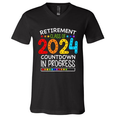 Retirement Class Of 2024 Teacher Countdown V-Neck T-Shirt